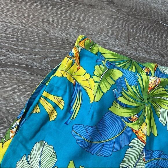Vintage 80’s Tropical High Waist Cotton Shorts Paula Saker Pleated Pockets SZ 10 - Picture 8 of 15
